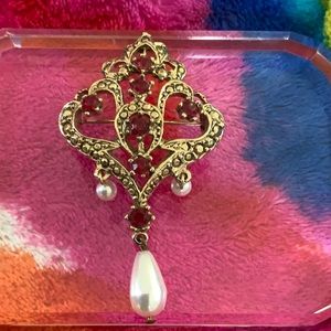 Jewelry - 3/$20 Vintage Red Rhinestone and Pearl Pin Jewelry - 3/$20 Vintage Red Rhinestone and Pearl Pin
